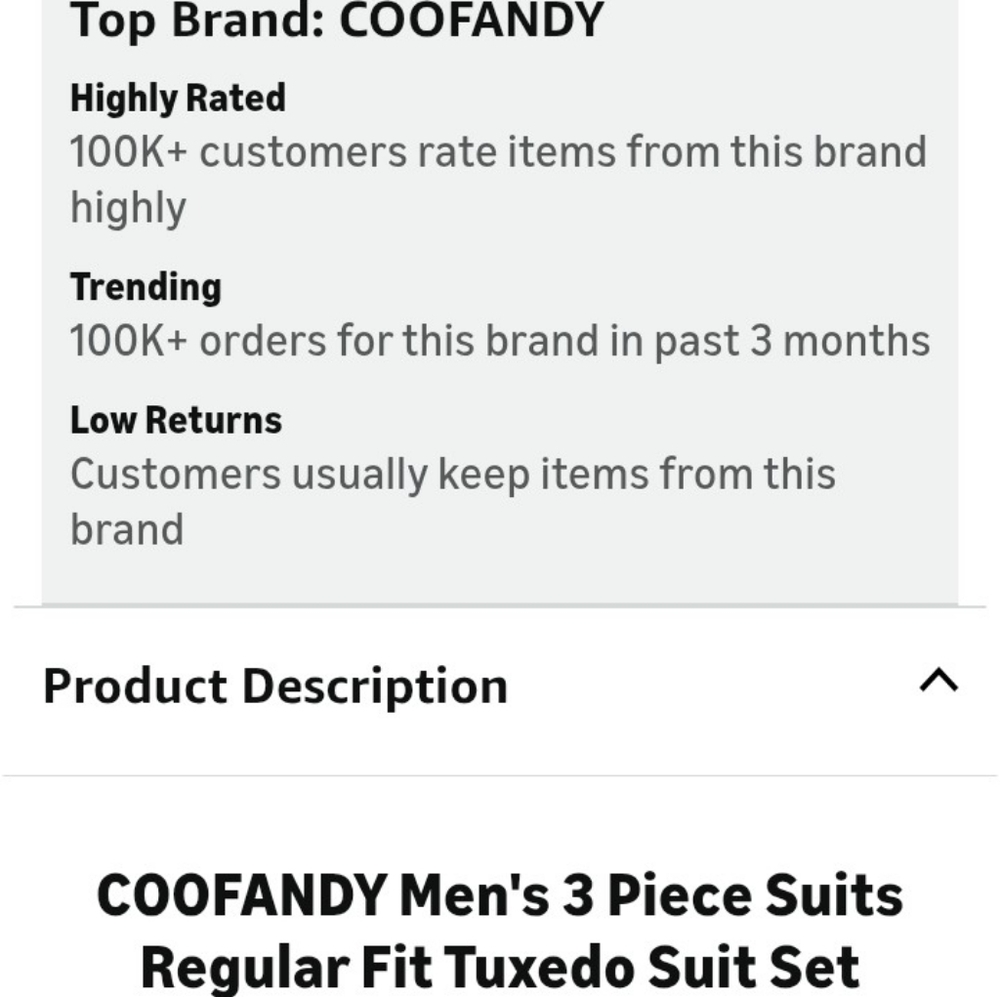 COOFANDY 3 Piece Suit - Picture 7 of 8